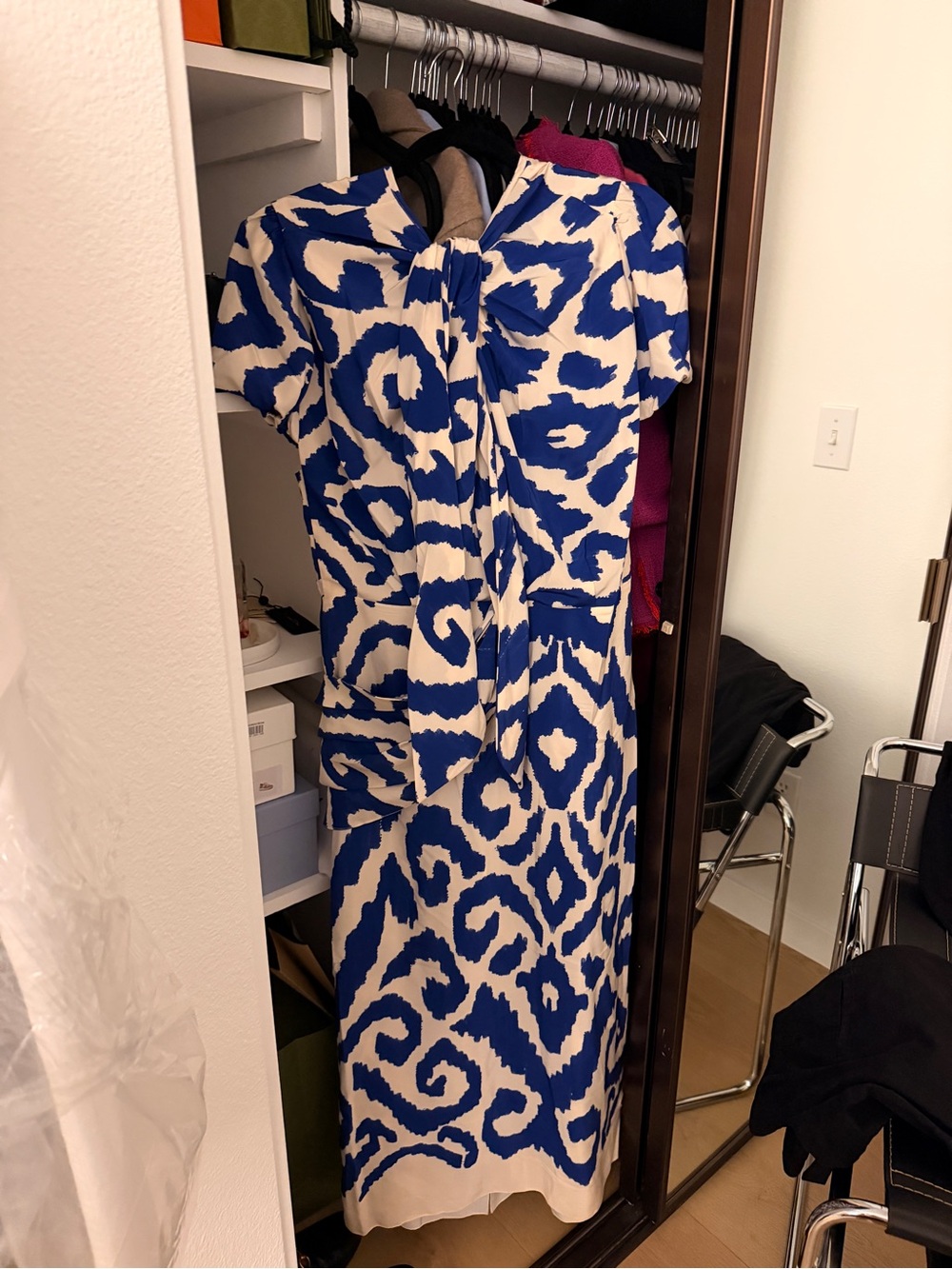 Midi Dress - Blue & White